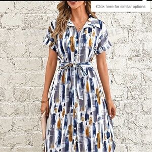 Cute abstract print shirt dress